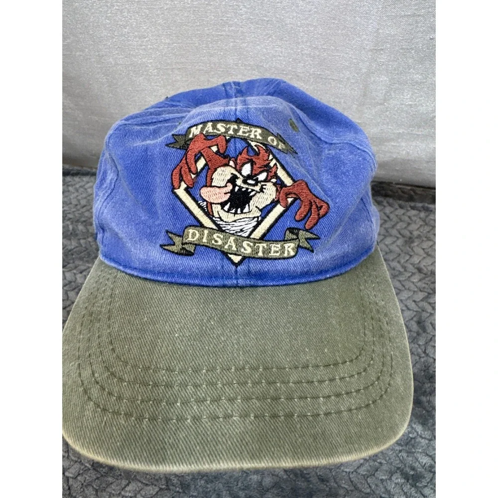 Vintage‎ 1995 Looney Tunes Taz Master of Disaster Blue Green Snapback Hat Kids